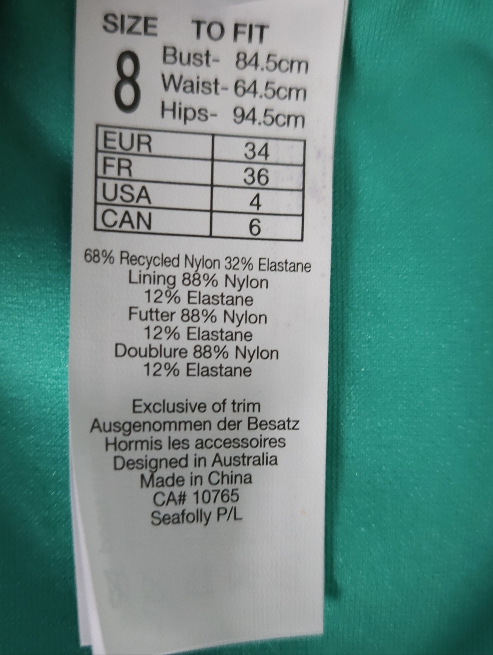 Seafolly Water Garden Multi Rouleau Brazilian Bikini Bottom 8 AU US 4 Evergreen - Picture 6 of 10